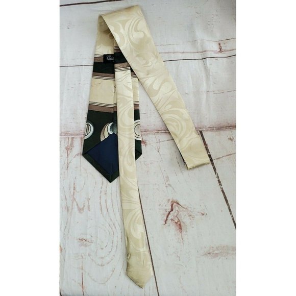 Christian Armand Men's Cream Green Abstract Design Rare Hand Made Necktie - Picture 12 of 12